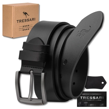 Herrengürtel, 100 % schwarzes Naturleder, für TRESSARI-Hosen