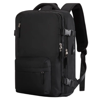 Schwarzer Rucksack für Flugreisen, Handgepäck, USB, BAD&BAGS, Kabine
