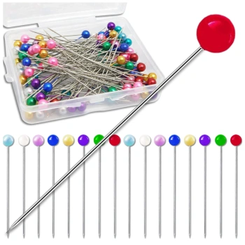 Schneiderstecknadeln, Set mit 100 Nadeln mit rundem Kopf, 65 mm, farbig