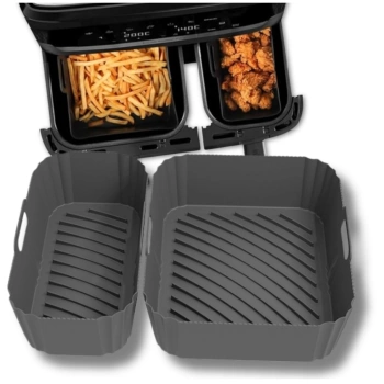 Wiederverwendbarer Silikoneinsatz für Heißluftfritteuse, 2 Stück, graue Backform