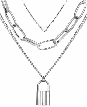 LĂCĂT Colier LANȚ inimă punk metal