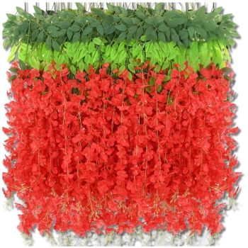 12 Stück Glyzinienblüten Wisteria zum Hängen Girlande rot