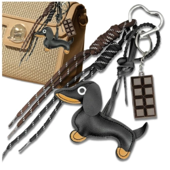 Schlüsselanhänger für eine Schlüsseltasche, Schlüsselring, Anhänger, Dackel, Schokoriegel