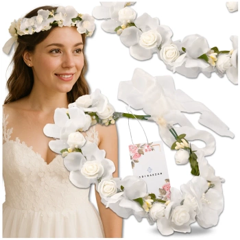 Kranz Stirnband Haarblumen Weiße Rosen Boho Style