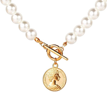 Colier de damă cu lanț de aur cu perle