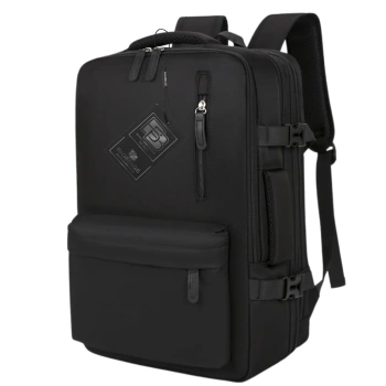 Schwarzer Rucksack für Flugreisen Handgepäck USB BAD&BAGS wasserdicht