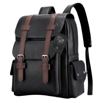 Schwarzer Lederrucksack für Flugzeug-Handgepäck Businesskabine