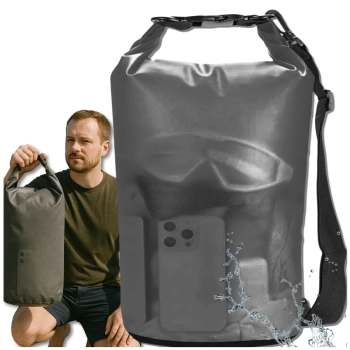Wasserdichte große Strandtasche 20l Dry Bag für Rücken transparent
