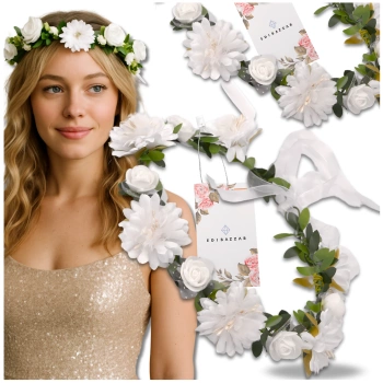 Weißer Kranz Haarband Blumen Rosen Boho Style zur Kommunion