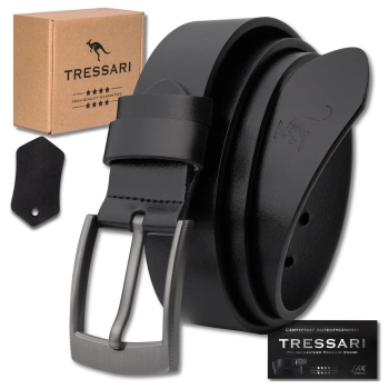 Herren-Ledergürtel, 100 % Naturleder, für TRESSARI-Hosen, schwarz