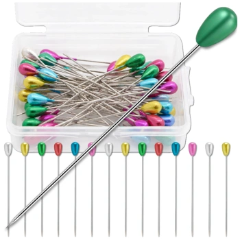 Schneiderstecknadeln mit tropfenförmigem Kopf, 55 mm, 50er-Set, farbig