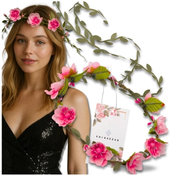 Rosa Kranz Stirnband Blumen Rosen Boho Stil