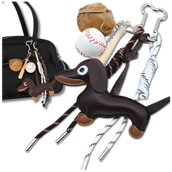Schlüsselanhänger-Taschenschlüsselring-Anhänger Dackel-Baseball-Set