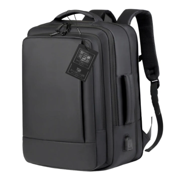 Schwarzer Reiserucksack für Flugzeug Handgepäck USB Business Kabine