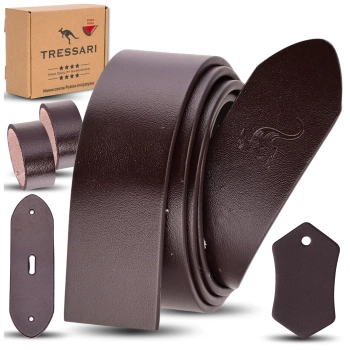 TRESSARI Ledergürtel, braun, 120 cm, für Hosen, ohne Schnalle, Naturleder