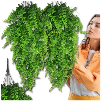 Künstlicher Farn 2er Set grüne Blüte Hängedeko 82 cm