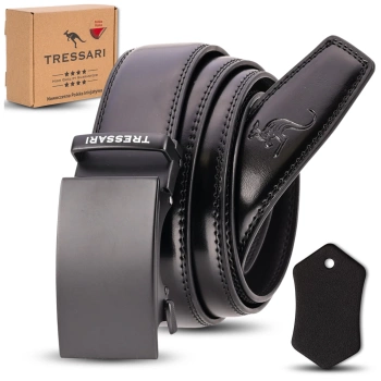 TRESSARI Herren-Ledergürtel, schwarz, 120 cm, Automatik