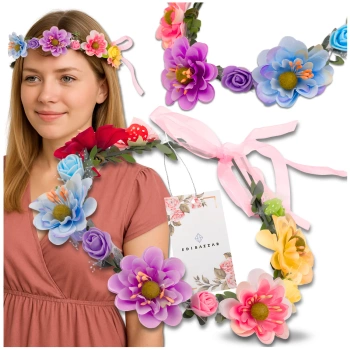 Kranz Haarband Blumen Rosen Boho Style Bunt