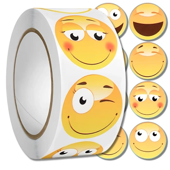 Emoji Sticker bunt auf Rolle 500 Stück Gesicht DIY für Kinder