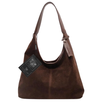 BAD&BAGS Damen Lederhandtasche Öko Wildleder braun Tasche