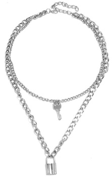 LACĂT Colier, LANT lung, cheie metal punk