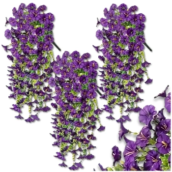 Hängende Deko Blumen künstliche Winde 3er Girlande lila