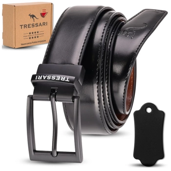 TRESSARI Doppelseitiger Ledergürtel 120 cm Schwarz Braun für Hosen