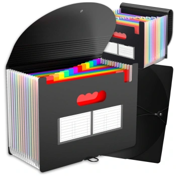 Organizer-Mappe für A4-Dokumente, geräumige Aktentasche, 13 Fächer, schwarz