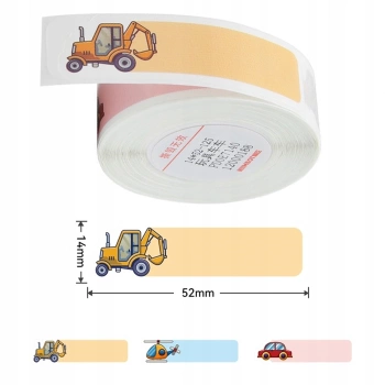 NIIMBOT Thermoetiketten Aufkleber 14x52mm 125 Stück Fahrzeuge