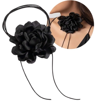 Colier choker dama cu o floare mare neagra