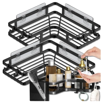 Badezimmer-Küchenregal 25 cm Eckduschablage 2er-Set