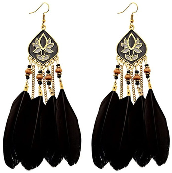 Cercei boho retro cu pene