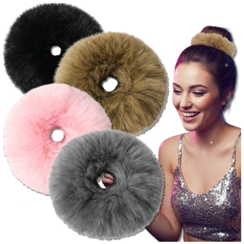 SCRUNCHIE flauschiges Haarband, leicht, 4 Stück, verschiedene Farben
