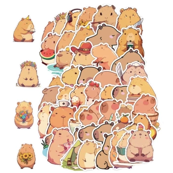 Bunte motivierende Capybara-Aufkleber zum Selbermachen für Kinder, 50 Stück