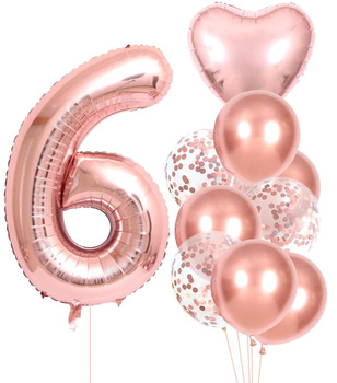 Set de 10 baloane roz pentru a șasea aniversare