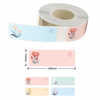 NIIMBOT Thermoetiketten Aufkleber 14x40mm 160 Stück mit Blumen