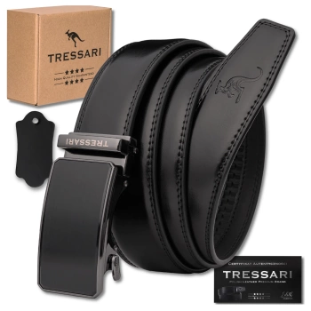 Schwarzer Automatikgürtel für Herren, 125 cm, für TRESSARI-Hosen, Naturleder
