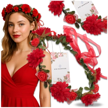 Roter Kranz Haarband Blumen Rosen Boho Style