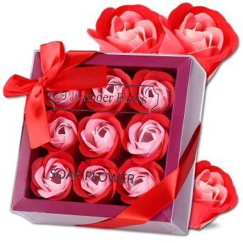 Duftende Dekoseife Rosen 9-tlg. Geschenkset rot