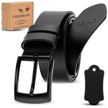 Herren-Ledergürtel für Hosen TRESSARI 115 cm Naturleder schwarz